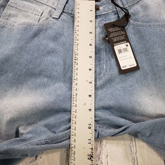 M Society MENS SIZE 32X34 Straight Light Wash Blue Fit Denim Jeans - Picture 7 of 13